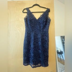 Aidan Mattox Navy Lace Mini Dress